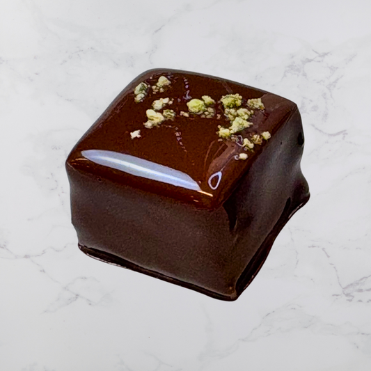 Chokladpralin - Pistagemarsipan-Cognacstryffel