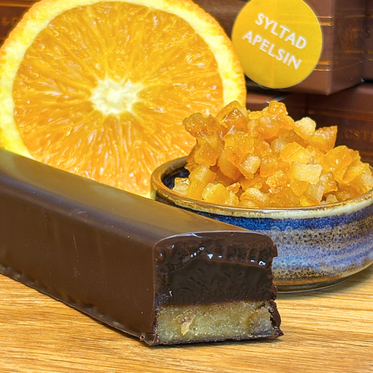 Syltad Apelsin - Marsipan och mörk cognacstryffel. NU 50% STÖRRE!