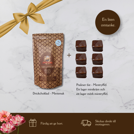 Presentpåse - Drickchoklad Mintsmak | 6 st praliner med minttryffel.