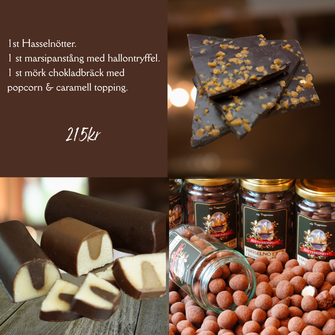 Höstkit - Hasselnötter, chokladbräck och marsipan med hallontryffel